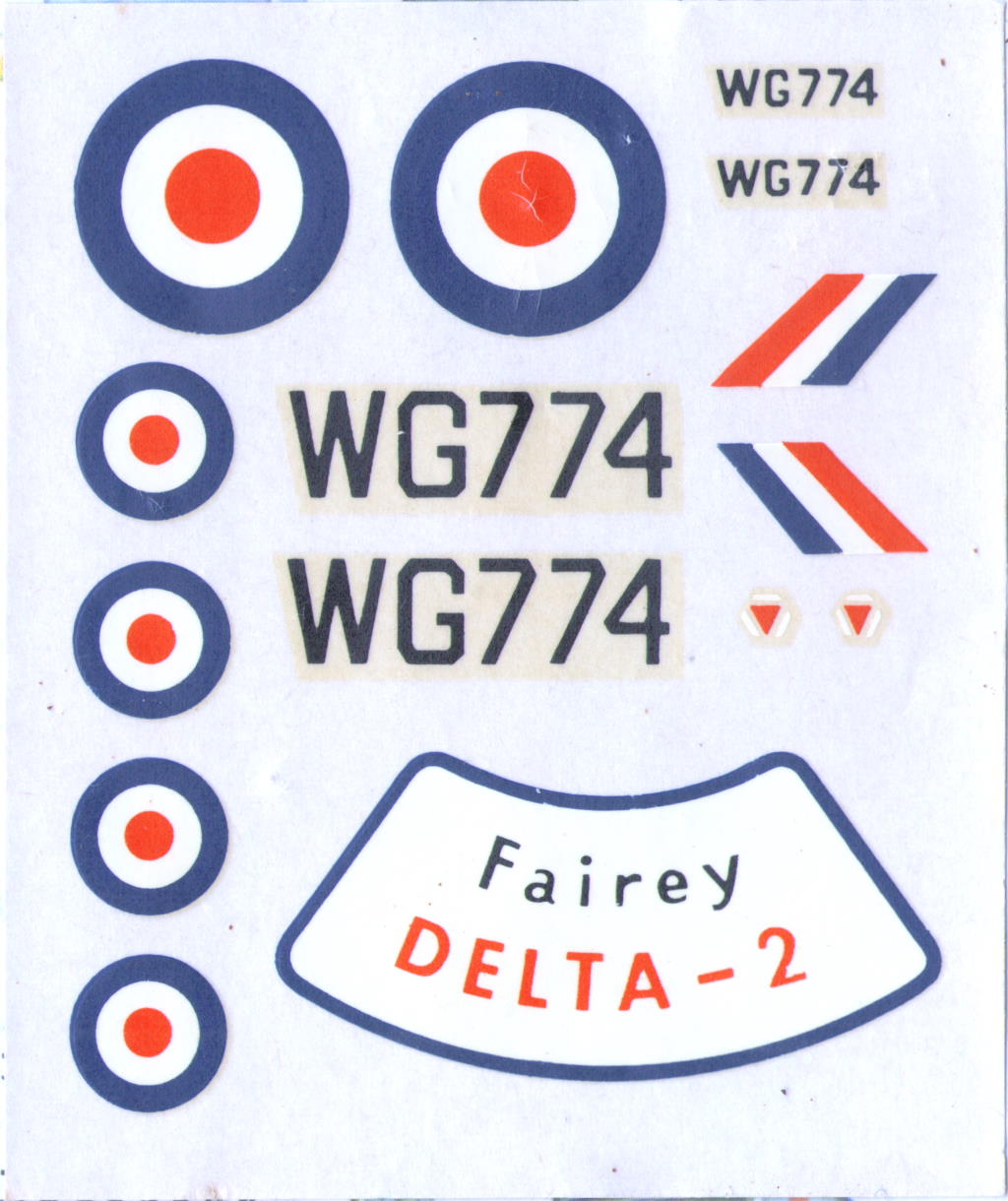Декаль FROG W37 Fairey Delta 2